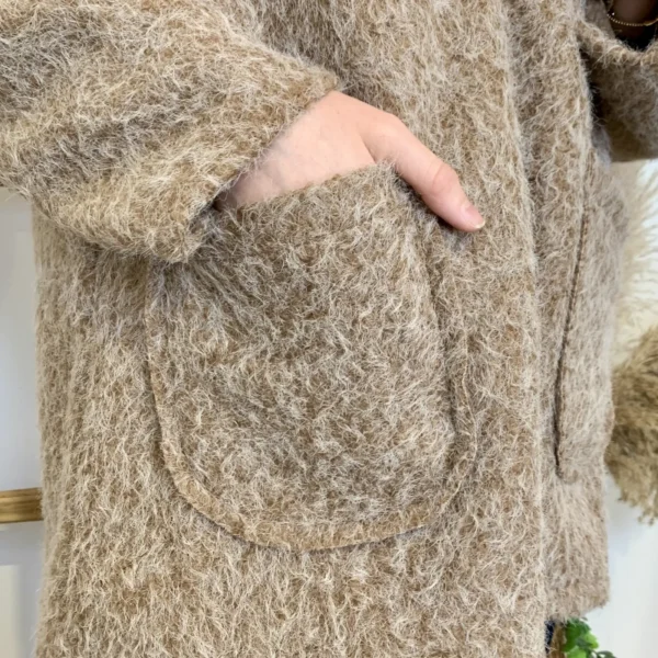 J986 - Manteau à capuche (TU) - taupe - taille-unique