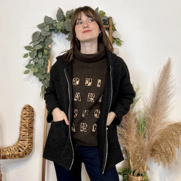 J986 - Manteau à capuche (TU) - noir - taille-unique