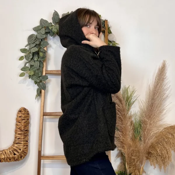 J986 - Manteau à capuche (TU) - noir - taille-unique