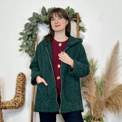 J986 - Manteau à capuche (TU) - vert-sapin - taille-unique