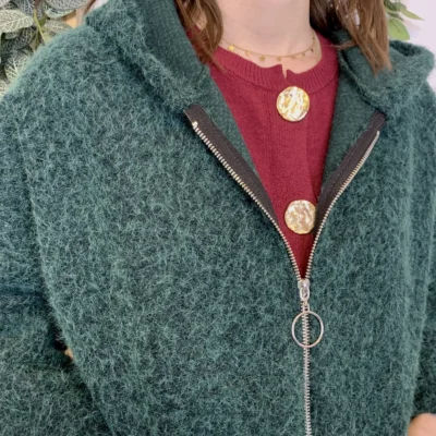 J986 - Manteau à capuche (TU) - vert-sapin - taille-unique