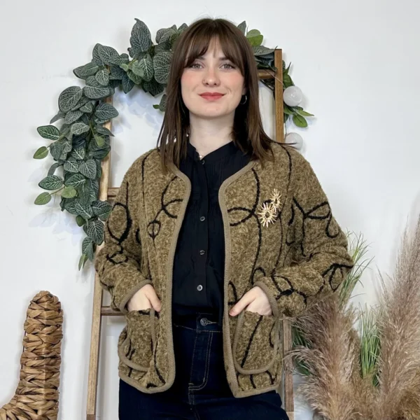 J984 - Gilet lignes (TU) - camel - taille-unique