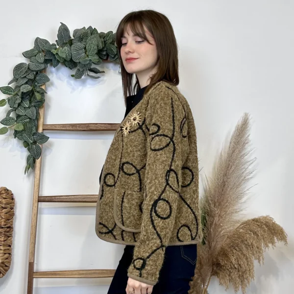 J984 - Gilet lignes (TU) - camel - taille-unique