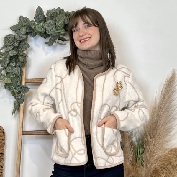 J984 - Gilet lignes (TU) - ecru - taille-unique