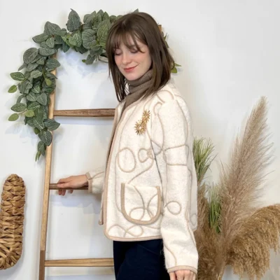 J984 - Gilet lignes (TU) - ecru - taille-unique