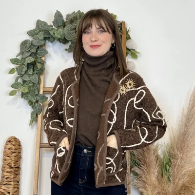 J984 - Gilet lignes (TU) - marron - taille-unique