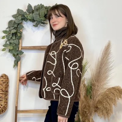 J984 - Gilet lignes (TU) - marron - taille-unique