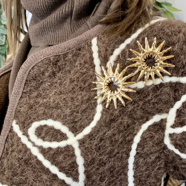 J984 - Gilet lignes (TU) - marron - taille-unique