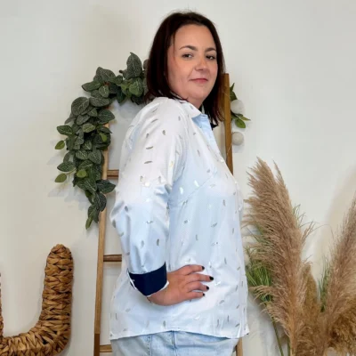 K942- Chemise Plumes (T40-48) - bleu-ciel - 48