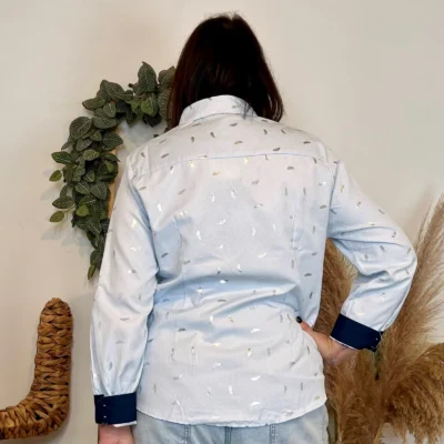 K942- Chemise Plumes (T40-48) - bleu-ciel - 48