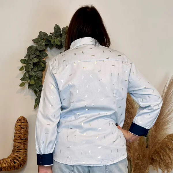 K942- Chemise Plumes (T40-48) - bleu-ciel - 48