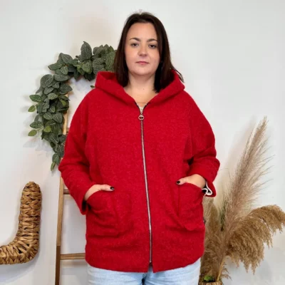 J995 - Manteau à capuche (GT) - rouge - taille-unique-grande-taille