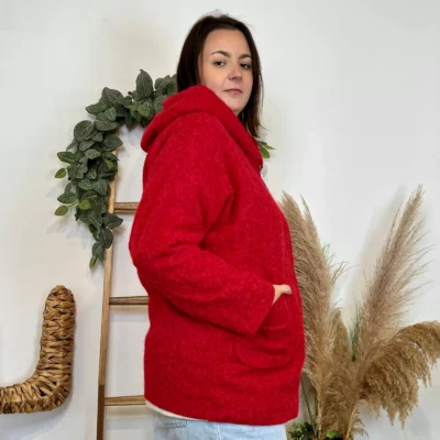 J995 - Manteau à capuche (GT) - rouge - taille-unique-grande-taille