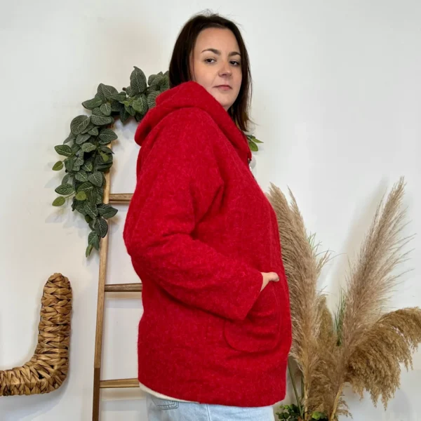 J995 - Manteau à capuche (GT) - rouge - taille-unique-grande-taille