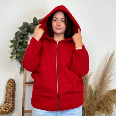 J995 - Manteau à capuche (GT) - rouge - taille-unique-grande-taille