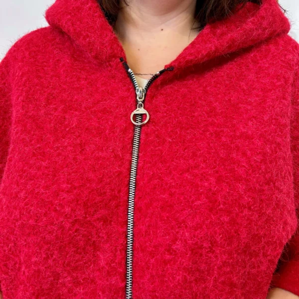 J995 - Manteau à capuche (GT) - rouge - taille-unique-grande-taille