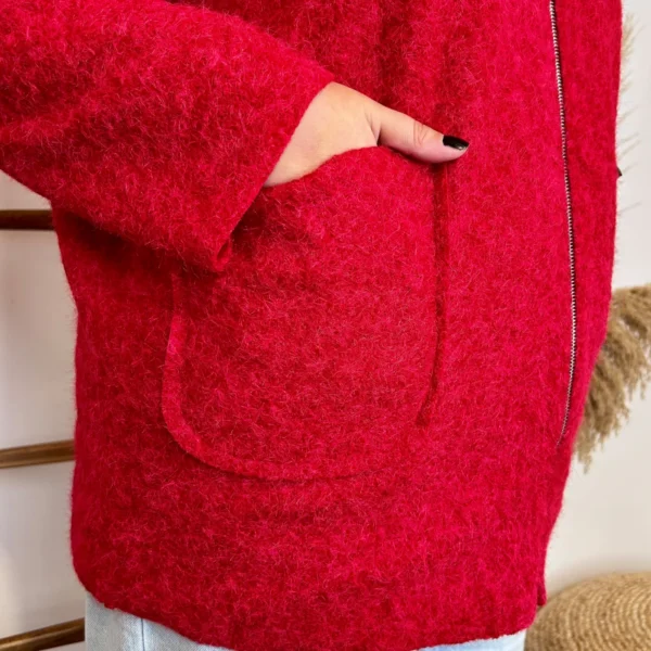 J995 - Manteau à capuche (GT) - rouge - taille-unique-grande-taille