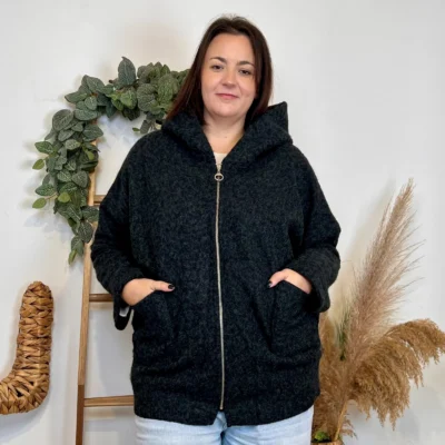 J995 - Manteau à capuche (GT) - noir - taille-unique-grande-taille