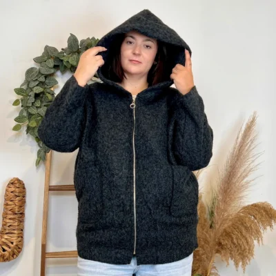 J995 - Manteau à capuche (GT) - noir - taille-unique-grande-taille