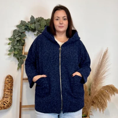J995 - Manteau à capuche (GT) - marine - taille-unique-grande-taille