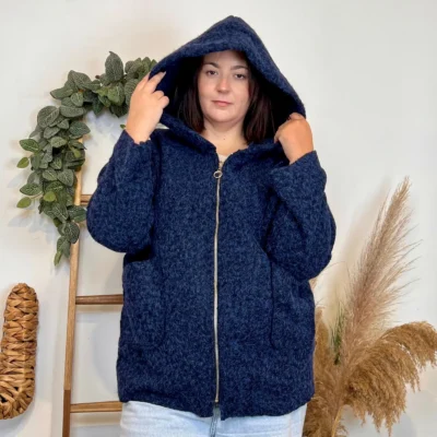 J995 - Manteau à capuche (GT) - marine - taille-unique-grande-taille