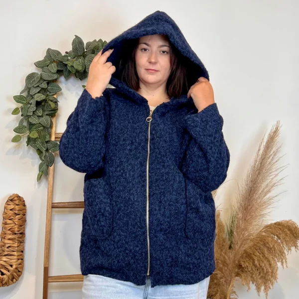 J995 - Manteau à capuche (GT) - marine - taille-unique-grande-taille