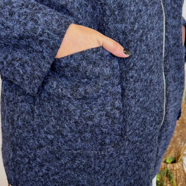 J995 - Manteau à capuche (GT) - marine - taille-unique-grande-taille