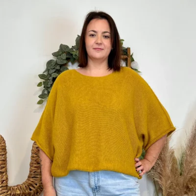 J880- Pull manche courte (GT) - moutarde - taille-unique-grande-taille