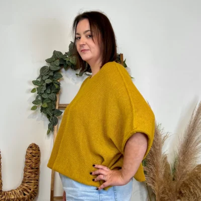 J880- Pull manche courte (GT) - moutarde - taille-unique-grande-taille