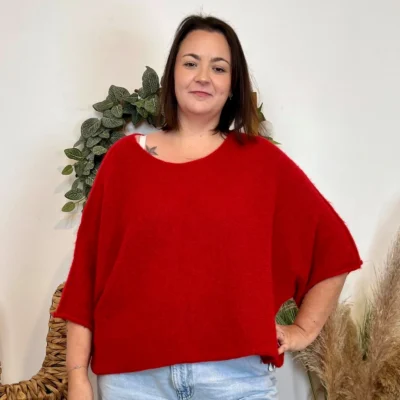 J880- Pull manche courte (GT) - rouge - taille-unique-grande-taille