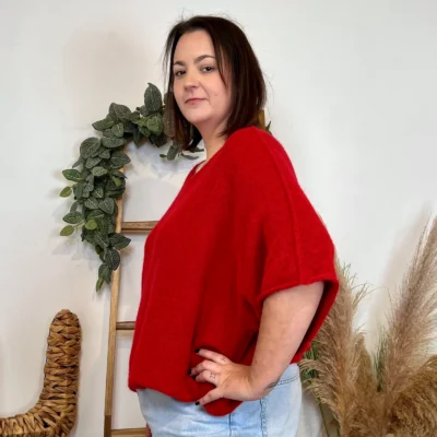 J880- Pull manche courte (GT) - rouge - taille-unique-grande-taille