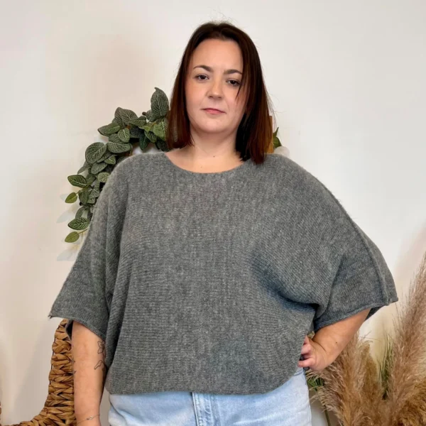 J880- Pull manche courte (GT) - gris - taille-unique-grande-taille