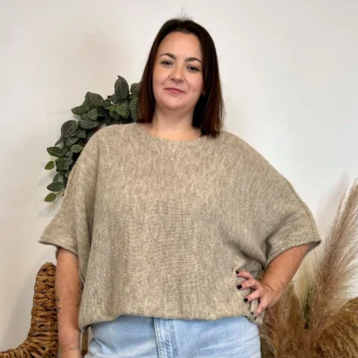 J880- Pull manche courte (GT) - beige - taille-unique-grande-taille