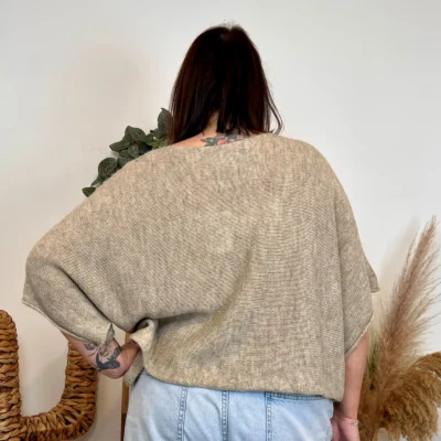 J880- Pull manche courte (GT) - beige - taille-unique-grande-taille