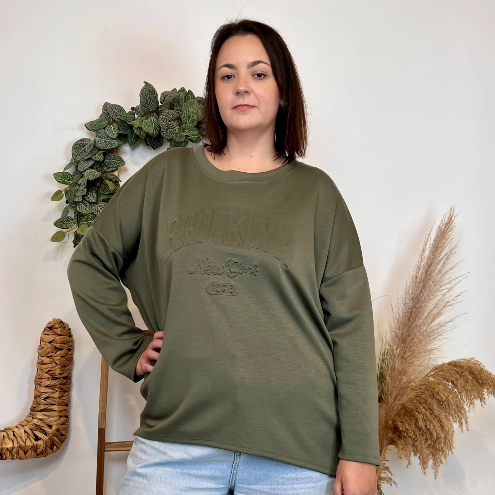 J977 - Sweat "Brooklyn" (GT) - kaki - taille-unique-grande-taille