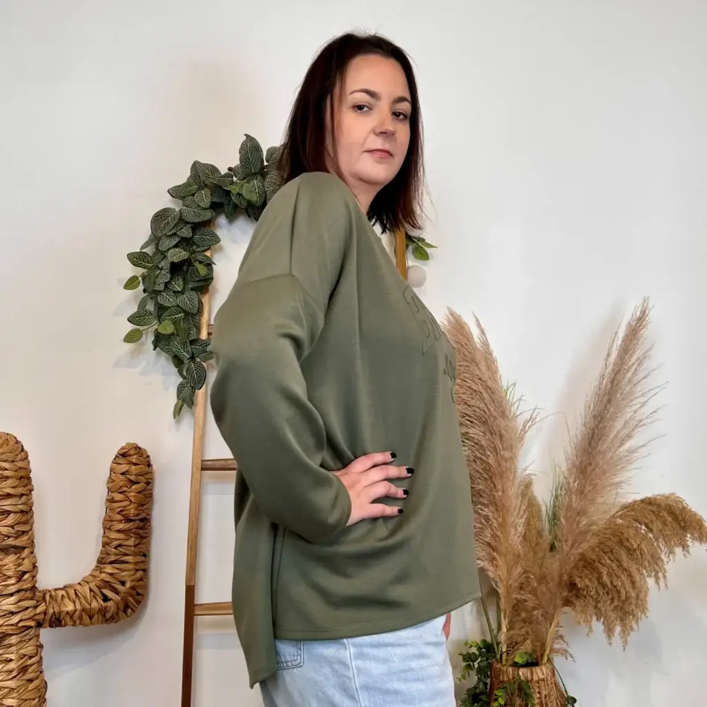 J977 - Sweat "Brooklyn" (GT) - kaki - taille-unique-grande-taille