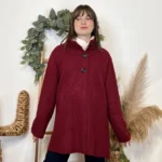 Veste longue femme bouclette « Tendance » - bordeaux - taille-unique
