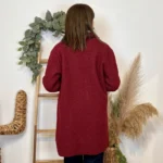 Veste longue femme bouclette « Tendance » - bordeaux - taille-unique