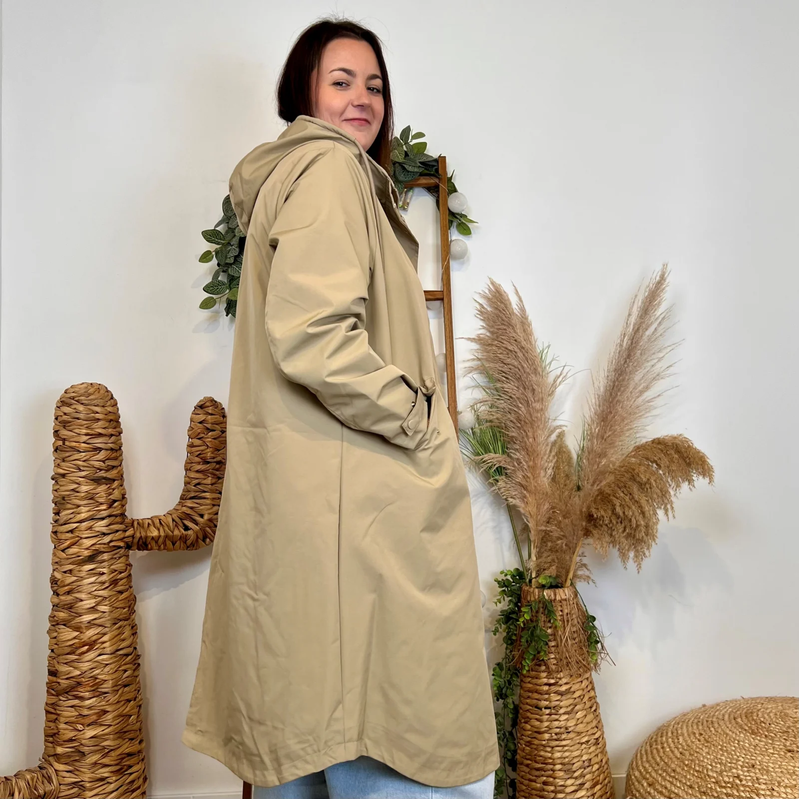J982 - Imper doublé à capuche - beige - 50
