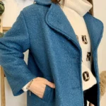 Veste courte femme bouclette bleu marine « Tendance » - bleu-canard - taille-unique