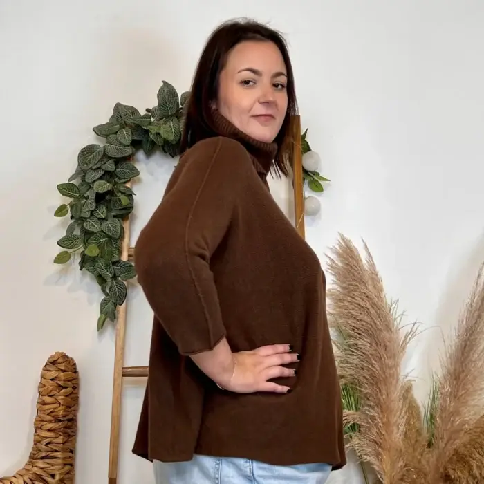 Pull Col roulé uni (Gt) - marron - taille-unique-grande-taille