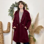 Manteau femme mi-long bouclette « Tendance » - bordeaux - taille-unique