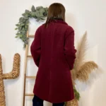 Manteau femme mi-long bouclette « Tendance » - bordeaux - taille-unique