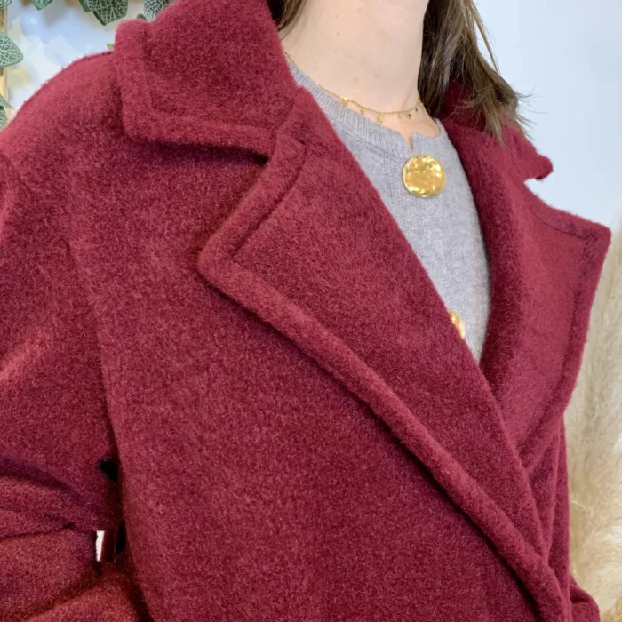 Manteau femme mi-long bouclette « Tendance » - bordeaux - taille-unique