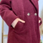 Manteau femme mi-long bouclette « Tendance » - bordeaux - taille-unique