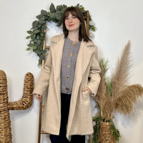 J975 - Manteau long (TU) - ecru - taille-unique