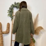 Manteau femme mi-long bouclette « Tendance » - kaki - taille-unique