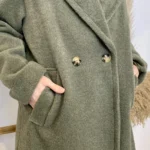 Manteau femme mi-long bouclette « Tendance » - kaki - taille-unique