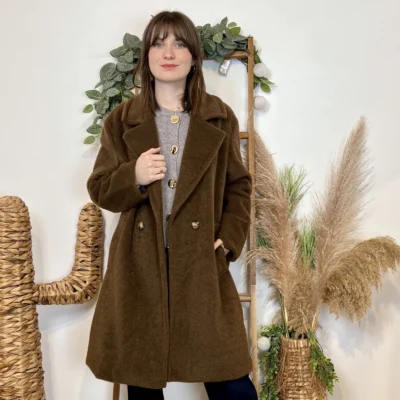 J975 - Manteau long (TU) - marron - taille-unique