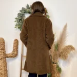 Manteau femme mi-long bouclette « Tendance » - marron - taille-unique